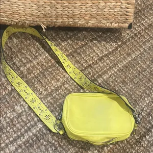 Free People Yellow Silver Faux Leather Floral Grommet Bag thumbnail 7