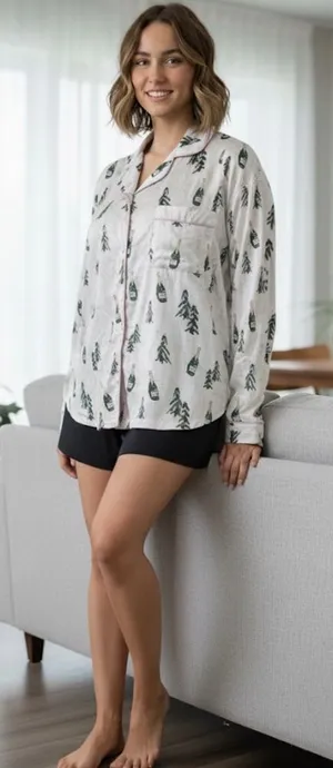 The Royal Standard Champagne Christmas‎ Tree Sleep Shirt Nightgown Small White thumbnail 1