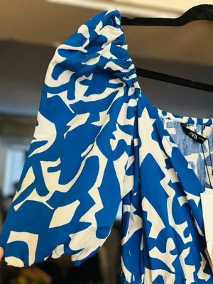 Zara Womens XS Printed Pop Puff Sleeve Maxi Dress •Surplice Neckthe tag is off thumbnail 3