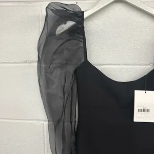 New nwt Nookie Sz xxs 00 Eleganza Mini Dress black, long sleeve LB tulle stretch thumbnail 6