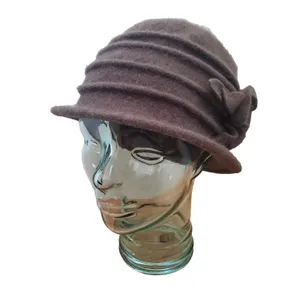 Art Deco Felt Wool Hat Floral Flower Winter Bucket Cap Hat Adult Retro OSFM thumbnail 3