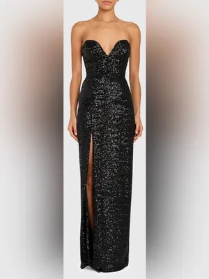 NEW Amanda Uprichard Cherri Sequin Black Gown Sz. S thumbnail 3