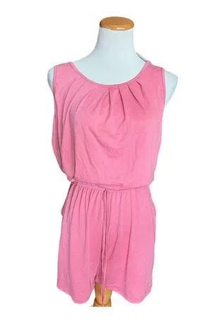 NWT Womens Yibock Summer Casual Loose Sleeveless Pleated Tank Romper - Sz L thumbnail 2