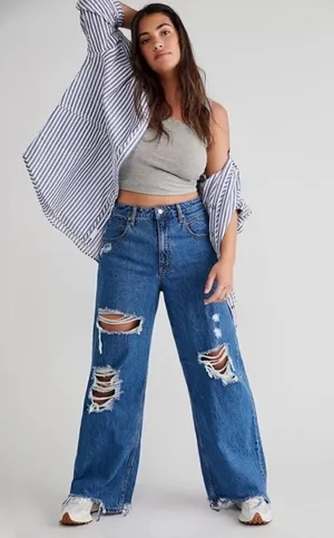 We The Free CRVY High Rise Straight Distressed Jeans thumbnail 1