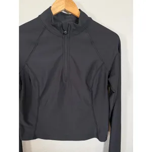 Old Navy Active PowerSoft Go-Dry Quarter Zip Cropped Pullover Black Womens Large thumbnail 5