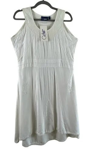 Coline NWT White‎ Sleeveless Dress Embroidery Large thumbnail 1