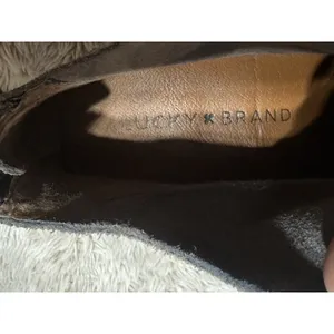 Lucky Brand Gray Ankle Boots Suede Leather Size 7M Back Zip Low Heel Boho City thumbnail 10