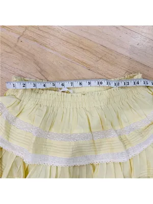 LoveShackFancy Ruffle Mini Skirt in yellow NWOT thumbnail 7