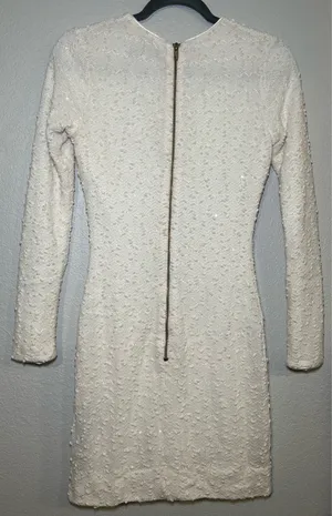 Dress The Population Sandra Textured Knit Body-Con Ivory Dress Size Small thumbnail 4