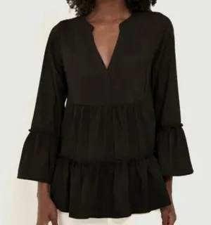Tuckernuck Pomander Place Black Kenzo Crepe‎ Blouse Top Women's Size Medium thumbnail 1