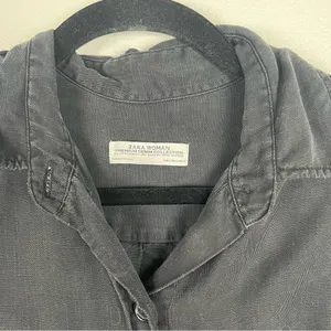 Zara‎ Premium Denim Collection Black Button Up Shirt Women Small Relaxed Fit thumbnail 2