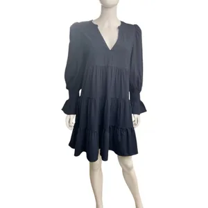 Tuckernuck Women's M Blue Tiered Mini Dress Long‎ Sleeve V-Neck Pomander Place thumbnail 3