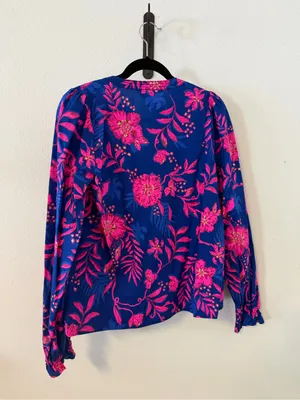 NWT Lilly Pulitzer Coulter Long Sleeve Cotton Top Blue Never Ending Summer thumbnail 8