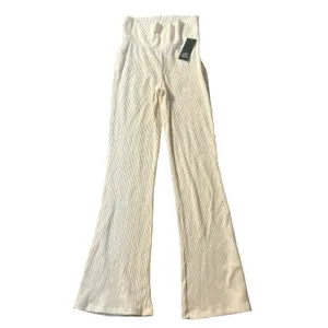 Wild Fable Cream Ribbed Knit Flare Pants High Rise Small NWT Cream M9589L thumbnail 3