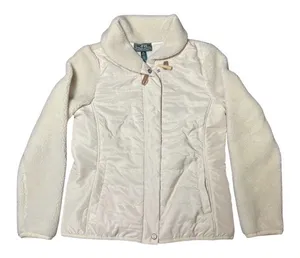 Vintage L-RL Ralph Lauren Active Cream Quilted Puffer Sherpa Jacket Size Medium thumbnail 1