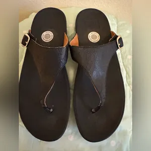 Fitflop Black Textured Sandals Womens size 10 thumbnail 3
