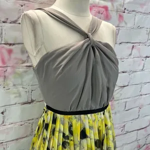Ryu yellow floral accordion pleated halter maxi dress thumbnail 2