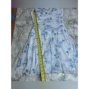 Taboo Y2K 90s White halter v neck Floral Halter Dress Light Blue size large thumbnail 4