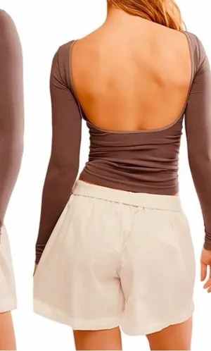 Free People x intimately FP Low Back Seamless Brown Long sleeve size xs/s thumbnail 1