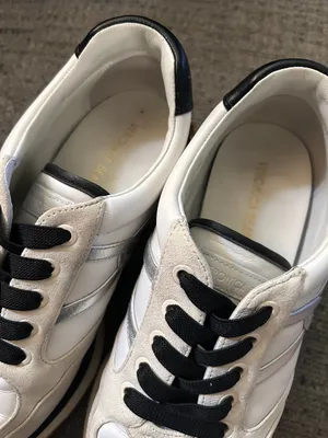 Veronica Beard Valentina Sneaker size 8 White and Black silver slip on leather thumbnail 4
