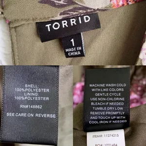 Torrid Floral Tiered Olive Chiffon Dress Sz 1 thumbnail 7