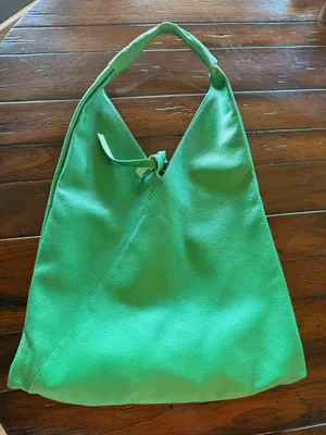 Marlon Italy Green Genuine Leather Oversized Hobo Tote Bag Slouchy Shoulder Bag thumbnail 1