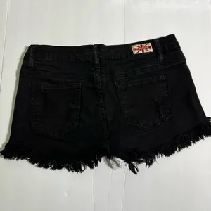 Machine Nouvelle Mode Black Denim Shorts Frayed Hems Size 28 USA Medium thumbnail 2