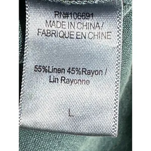YFB Young Fabulous & Broke Green Linen Blend Frayed‎ Hem Short Sleeve Romper L thumbnail 4