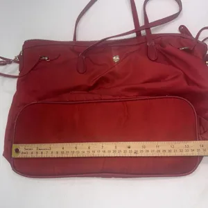 JPK Paris 75 Designer‎ Minimalist Canvas Carry Travel Red Crimson Tote Bag Purse thumbnail 3