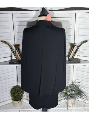 Dance & Marvel rare elegant sexy cape black mini dress deep v neck cocktail sz S thumbnail 2
