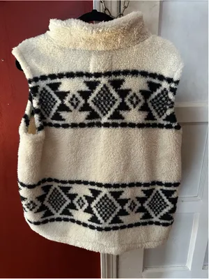 Lucky Brand Large Sherpa Fleece Zip Vest Southwestern Geometric Fair Isle Cozy thumbnail 7