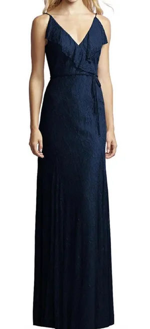 JENNY YOO Women’s Bridesmaid V-Neck Style JY519 Florentine Lace Navy Size S thumbnail 1