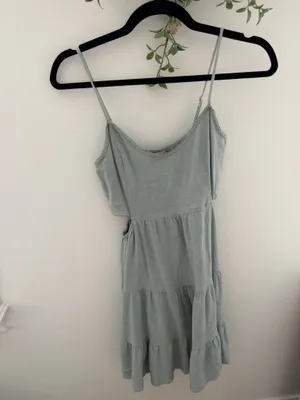 Altar’d State Sage Green Sleeveless Cutout Ruffle Mini Dress thumbnail 2