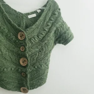 Anthropologie Sleeping On Snow Wool Crochet Off Sholder Cropped Chunky Sweater thumbnail 2