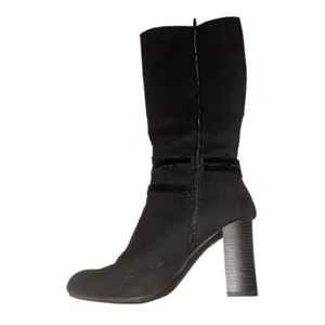 Lauren Conrad Hawthoria Tall Black Faux Suede Sheath Heeled Boots 10 EUC thumbnail 3