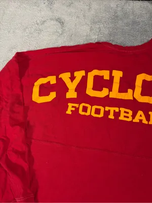 Iowa state Cyclone Football Red Long Sleeve Tee press box large thumbnail 3