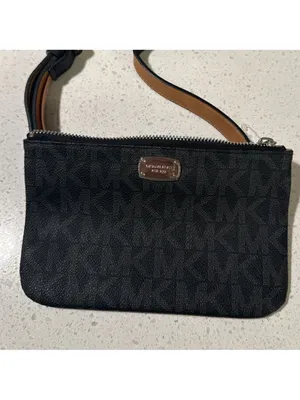 Michael Kors‎ Logo Belt Bag Black Gray Brown Waist Fanny Pack Purse Sz Medium thumbnail 3