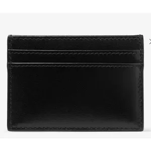 Jimmy Choo Umika Black Leather Card Holder Gold Diamond Studs Italy Designer thumbnail 3