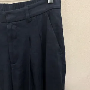 Maeve Avery Wide-Leg Pleated Trousers Navy Linen‎ Blend Small NEW Minimalist thumbnail 7