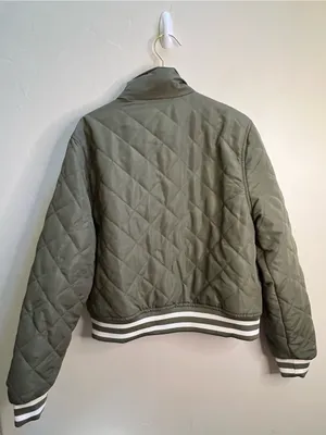 True Religion‎ Olive Quilted Puffer Jacket with Pink Logo Patch thumbnail 4