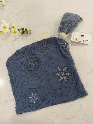 Embellished Strapless top in Slate Blue thumbnail 2