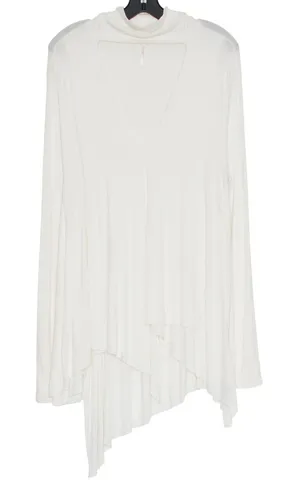Free People Tunic Top Uptown Turtleneck Asymmetrical Ribbed Boho Ivory Large thumbnail 1