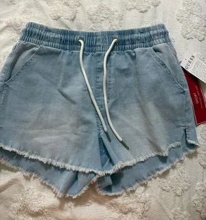 High-Rise stretch denim shorts thumbnail 1