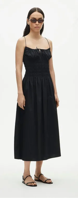 J. Crew Reverie dress cotton poplin in Black Size XS Midi NWT thumbnail 1