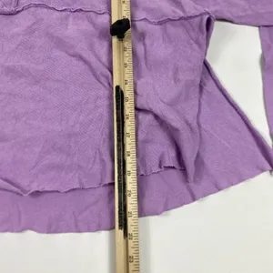 Urban Outfitters‎ Shirt Womens XS Purple Henley Long Sleeve Raw Hem Cropped thumbnail 6