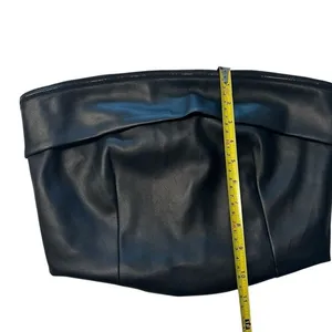 Fore Size S Faux Leather Tube Top Black Cropped Going Out Top Baddie Cocktail‎ thumbnail 6