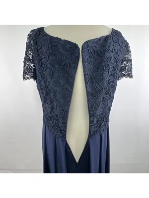 Joanna Mastroianni Sz 14 100% Silk Navy Mini Dress Cocktail Bergdorf Goodman USA thumbnail 6