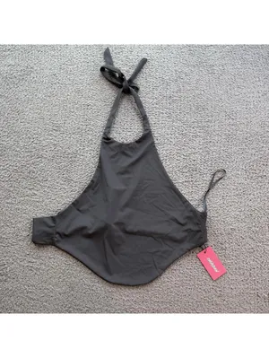 Edikted NWT Dark Gray Halter Tie Back Open Back Top Women's Medium Y2K thumbnail 2