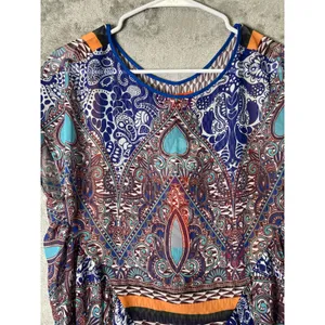 Clover Canyon Flower Power‎ Blouse XS Blue Paisley Scarf Print Indie New thumbnail 2