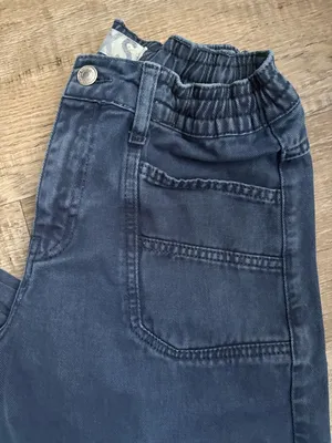 Free People Platoon Denim Cargo Joggers Washed Blue Sz XS thumbnail 4